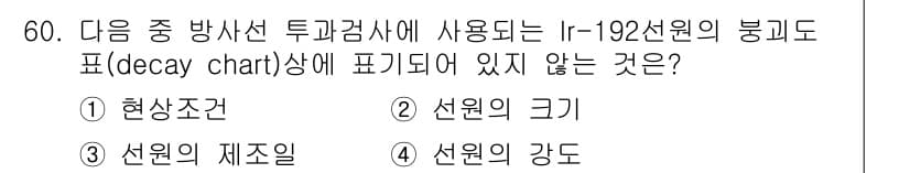 방사선비파괴검사기사 2016년 60번 - 정답과 핵심 포인트를 검수 중인 기출문제
