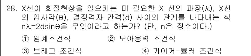 방사선비파괴검사기사(구) 2017년 28번 - 정답과 핵심 포인트를 검수 중인 기출문제