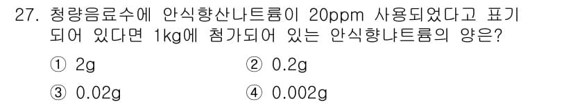 식품가공기능사 2015년 27번 - 정답과 핵심 포인트를 검수 중인 기출문제
