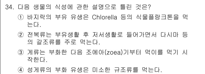 수산양식기사 2015년 34번 - 정답과 핵심 포인트를 검수 중인 기출문제