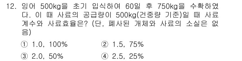 수산양식기사 2018년 12번 - 정답과 핵심 포인트를 검수 중인 기출문제