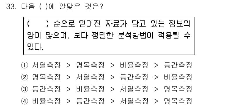 사회조사분석사_2급 2018년 33번 - 정답과 핵심 포인트를 검수 중인 기출문제