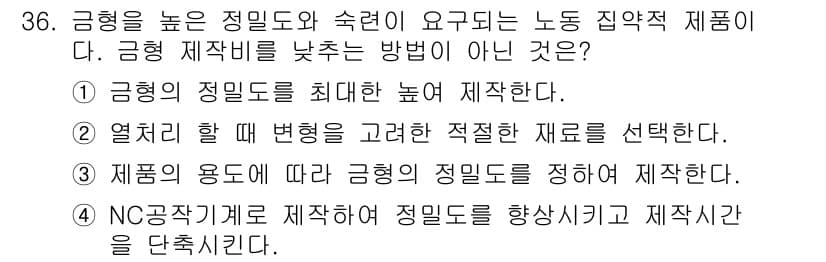 사출(프레스)금형산업기사 2015년 36번 - 정답과 핵심 포인트를 검수 중인 기출문제