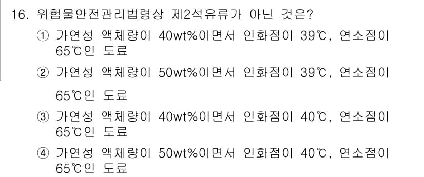 위험물기능장 2016년 16번 - 정답과 핵심 포인트를 검수 중인 기출문제