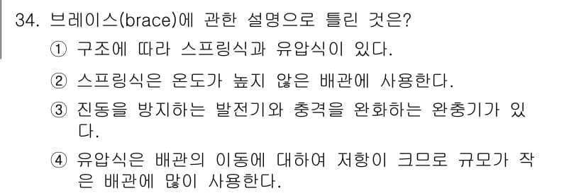 배관기능장 2015년 34번 - 정답과 핵심 포인트를 검수 중인 기출문제