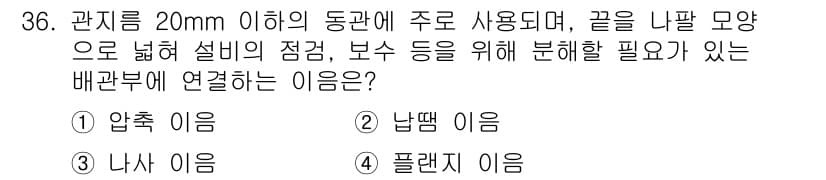배관기능장 2015년 36번 - 정답과 핵심 포인트를 검수 중인 기출문제
