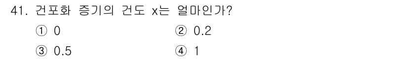 배관기능장 2016년 41번 - 건포화 중기의 간도는 1로, 이는 특정 온도와 압력에서의 건포화 상태를 ... 에 관한 핵심 기출문제