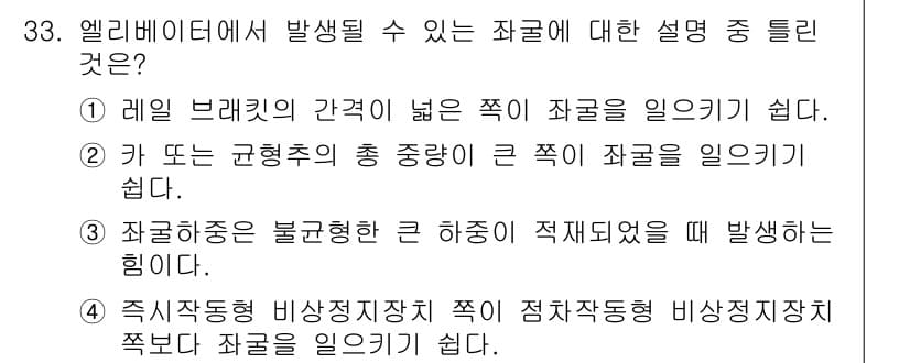 승강기기사 2018년 34번 - 정답과 핵심 포인트를 검수 중인 기출문제