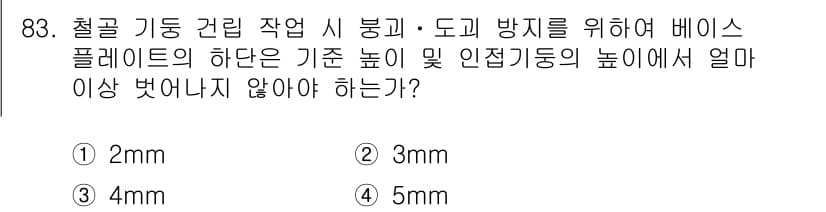 건설안전산업기사 2018년 83번 - 정답과 핵심 포인트를 검수 중인 기출문제