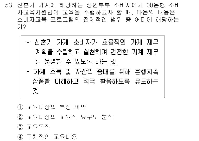 소비자전문상담사_2급 2015년 53번 - 정답 3번은 신호인 가게가 소비자 재무 계획을 효율적으로 수행하기 위해 ... 에 관한 핵심 기출문제