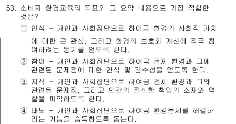 소비자전문상담사_2급 2017년 53번 - 정답과 핵심 포인트를 검수 중인 기출문제