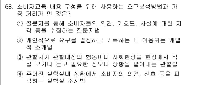 소비자전문상담사_2급 2018년 68번 - 정답과 핵심 포인트를 검수 중인 기출문제