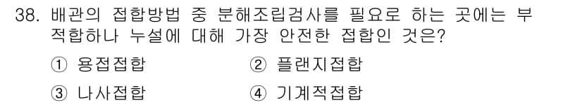 배관기능사 2015년 38번 - 정답과 핵심 포인트를 검수 중인 기출문제