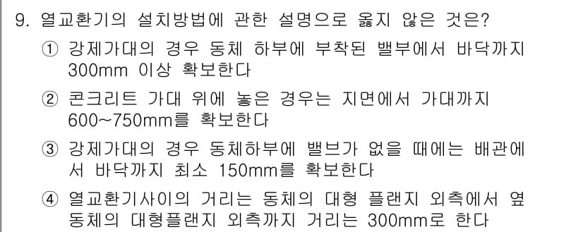 배관기능사 2015년 9번 - 정답과 핵심 포인트를 검수 중인 기출문제