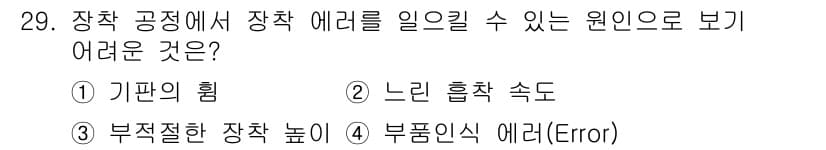 표면실장장비기능사 2015년 29번 - 정답과 핵심 포인트를 검수 중인 기출문제