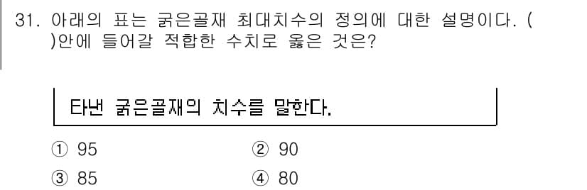 건설재료시험산업기사 2017년 31번 - 정답과 핵심 포인트를 검수 중인 기출문제