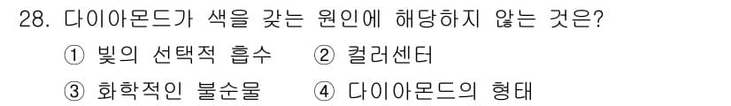 보석감정사(기능사) 2015년 28번 - 정답과 핵심 포인트를 검수 중인 기출문제