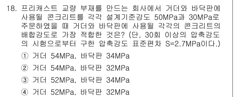 콘크리트산업기사 2016년 19번 - 정답과 핵심 포인트를 검수 중인 기출문제