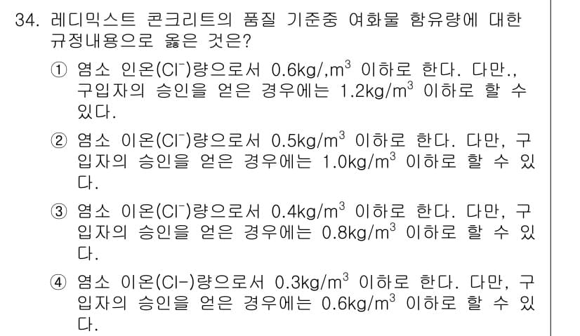 콘크리트산업기사 2017년 36번 - 정답과 핵심 포인트를 검수 중인 기출문제