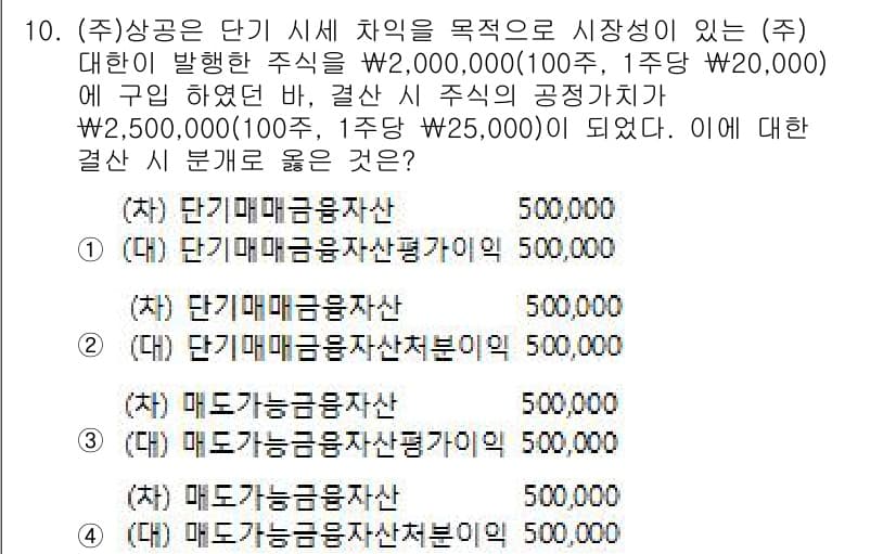 전산회계운용사_3급 2015년 10번 - 정답과 핵심 포인트를 검수 중인 기출문제