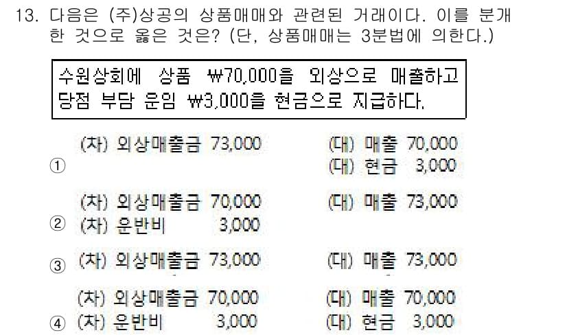 전산회계운용사_3급 2015년 13번 - 정답과 핵심 포인트를 검수 중인 기출문제