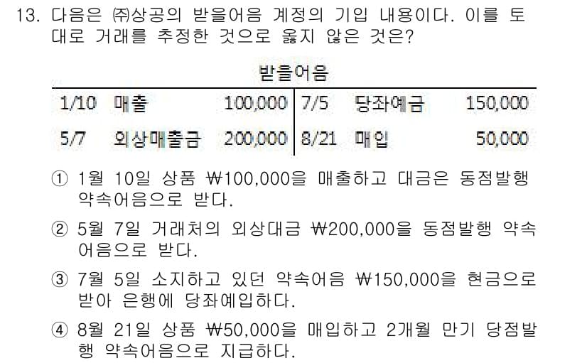 전산회계운용사_3급 2016년 12번 - 정답이 3인 이유는 2월 21일에 매입한 상품의 매입액이 결제 예정일인 ... 에 관한 핵심 기출문제
