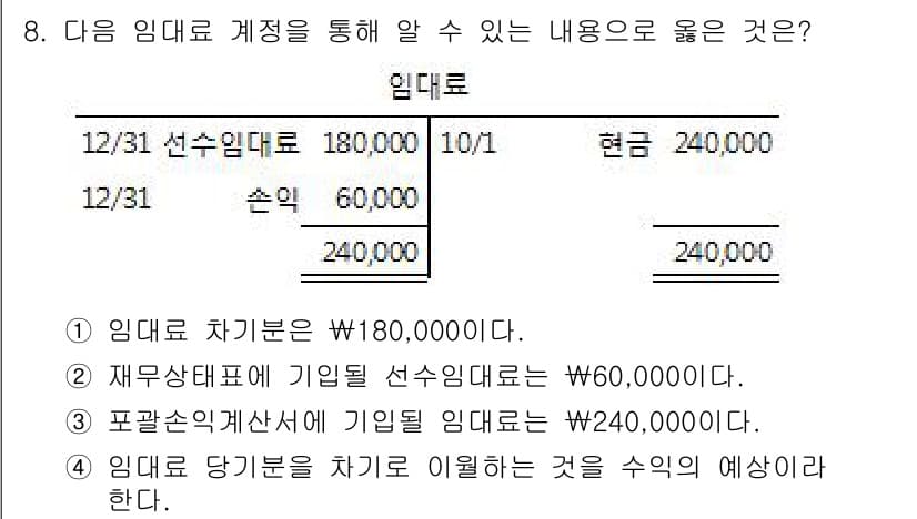 전산회계운용사_3급 2017년 8번 - 정답과 핵심 포인트를 검수 중인 기출문제