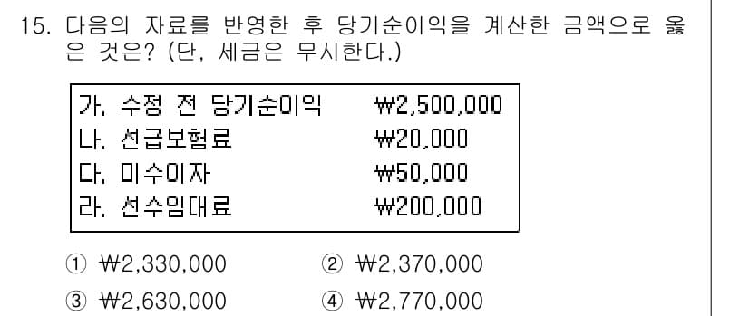 전산회계운용사_3급 2018년 15번 - 정답과 핵심 포인트를 검수 중인 기출문제
