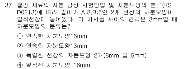 자기비파괴검사산업기사(구) 2015년 37번 - 정답과 핵심 포인트를 검수 중인 기출문제