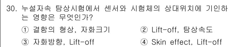 자기비파괴검사산업기사 2017년 30번 - 정답과 핵심 포인트를 검수 중인 기출문제