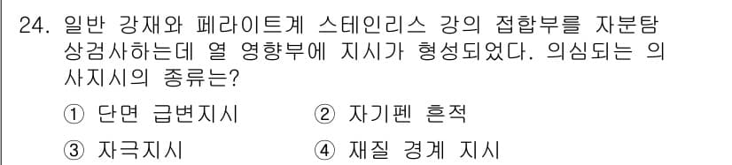 자기비파괴검사산업기사 2018년 24번 - 정답과 핵심 포인트를 검수 중인 기출문제