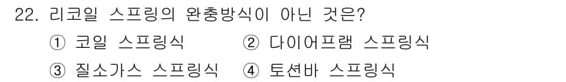 건설기계정비기능사 2015년 22번 - 리코일 스프링의 완충 방식이 아닌 것은 ② 다이어프램 스프링식입니다. 리... 에 관한 핵심 기출문제