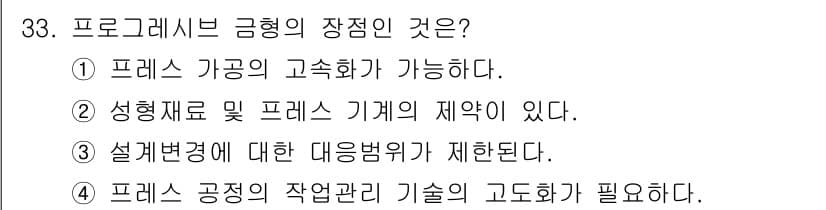 금형기능사 2015년 33번 - 정답과 핵심 포인트를 검수 중인 기출문제