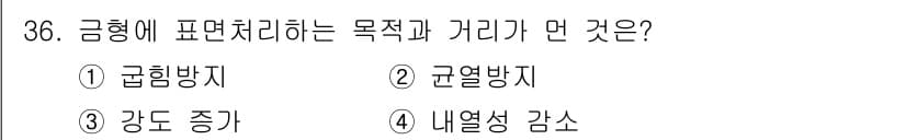 금형기능사 2015년 36번 - 정답과 핵심 포인트를 검수 중인 기출문제