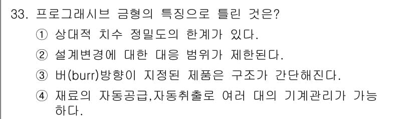 금형기능사 2016년 33번 - 정답과 핵심 포인트를 검수 중인 기출문제
