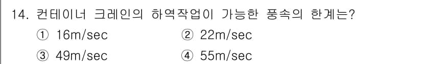 컨테이너크레인운전기능사 2016년 14번 - 정답과 핵심 포인트를 검수 중인 기출문제