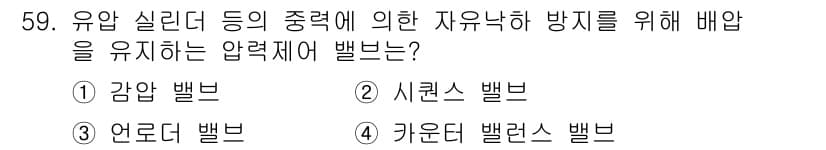 컨테이너크레인운전기능사 2016년 59번 - . 카운터 밸브

카운터 밸브는 실린더 내의 유체 흐름을 조절하여 압력을... 에 관한 핵심 기출문제