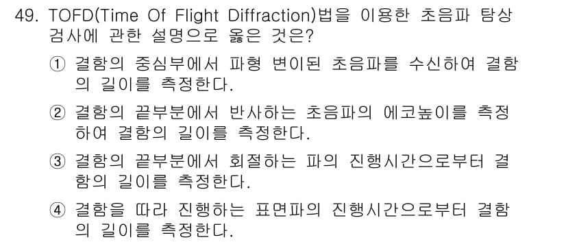 초음파비파괴검사산업기사(구) 2015년 49번 - 정답과 핵심 포인트를 검수 중인 기출문제
