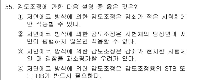 초음파비파괴검사산업기사(구) 2016년 55번 - 정답과 핵심 포인트를 검수 중인 기출문제