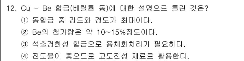 초음파비파괴검사산업기사 2016년 12번 - 정답과 핵심 포인트를 검수 중인 기출문제