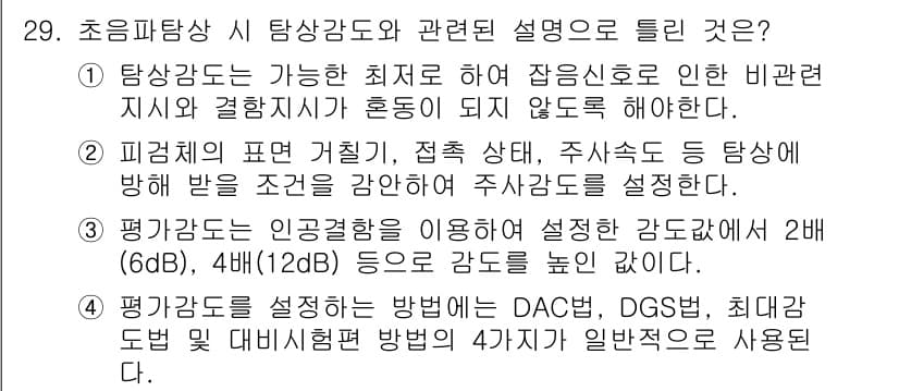 초음파비파괴검사산업기사 2017년 29번 - 정답과 핵심 포인트를 검수 중인 기출문제