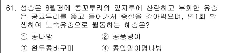 종자산업기사 2015년 61번 - 정답과 핵심 포인트를 검수 중인 기출문제