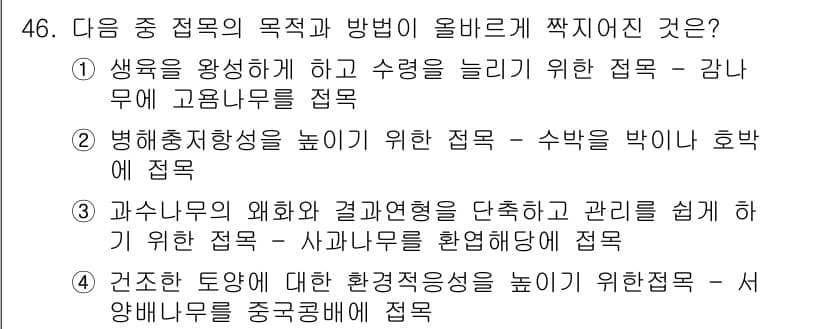 종자산업기사 2016년 46번 - 정답과 핵심 포인트를 검수 중인 기출문제