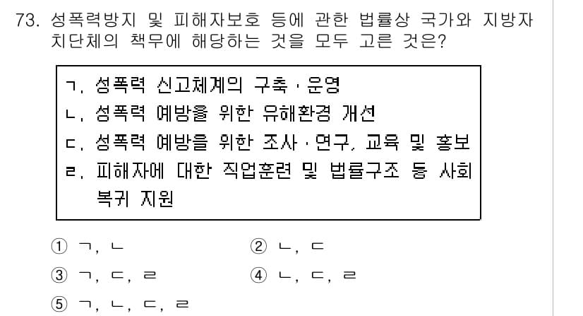 사회복지사_1급(3교시)(구) 2019년 73번 - 정답과 핵심 포인트를 검수 중인 기출문제