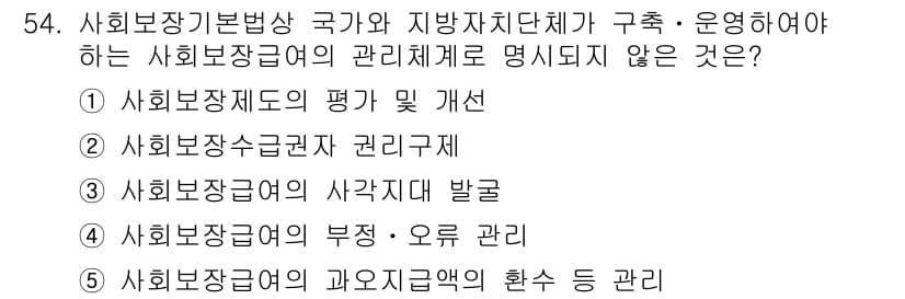 사회복지사_1급(3교시) 2019년 54번 - 정답과 핵심 포인트를 검수 중인 기출문제
