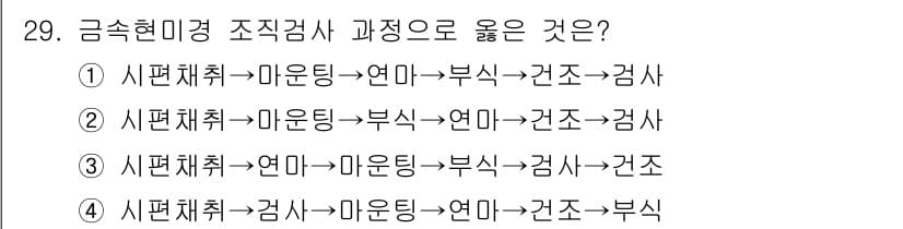 금속재료시험기능사 2015년 29번 - 정답과 핵심 포인트를 검수 중인 기출문제