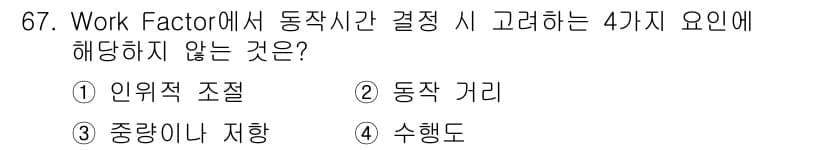 인간공학기사 2015년 67번 - 정답과 핵심 포인트를 검수 중인 기출문제