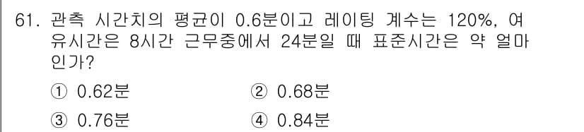인간공학기사 2016년 61번 - 정답과 핵심 포인트를 검수 중인 기출문제