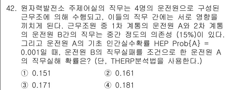 인간공학기사 2018년 42번 - 정답과 핵심 포인트를 검수 중인 기출문제