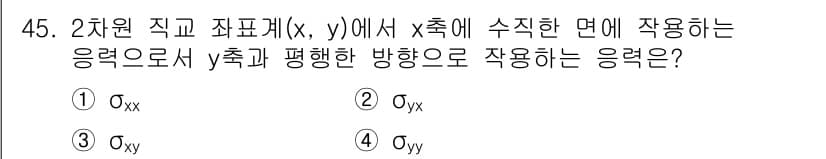 화약류관리기사 2016년 45번 - 이유: 2차원 직교 좌표계에서 \( x \)축에 수직한 방향은 \( y ... 에 관한 핵심 기출문제